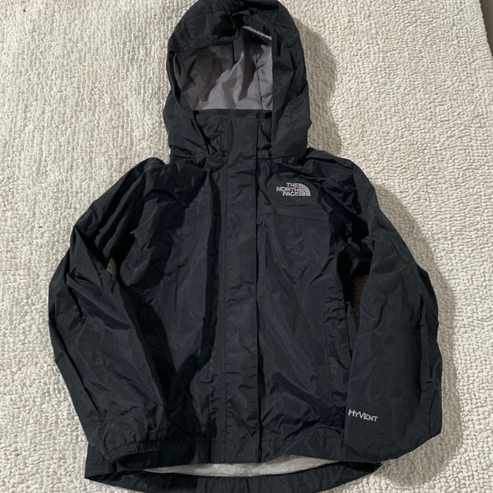 The North Face black kids hyvent raincoat